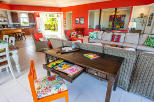 writing desk with coloring books