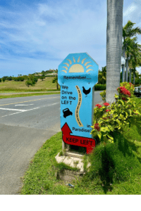 Keep Left directional sign at The Buccaneer