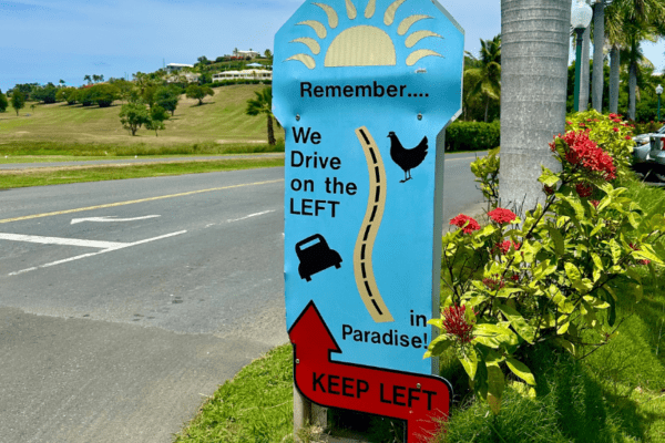 Keep Left directional sign at The Buccaneer