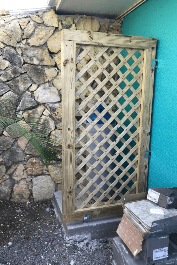 Outdoor Shower Redo-fence to hide gas tank