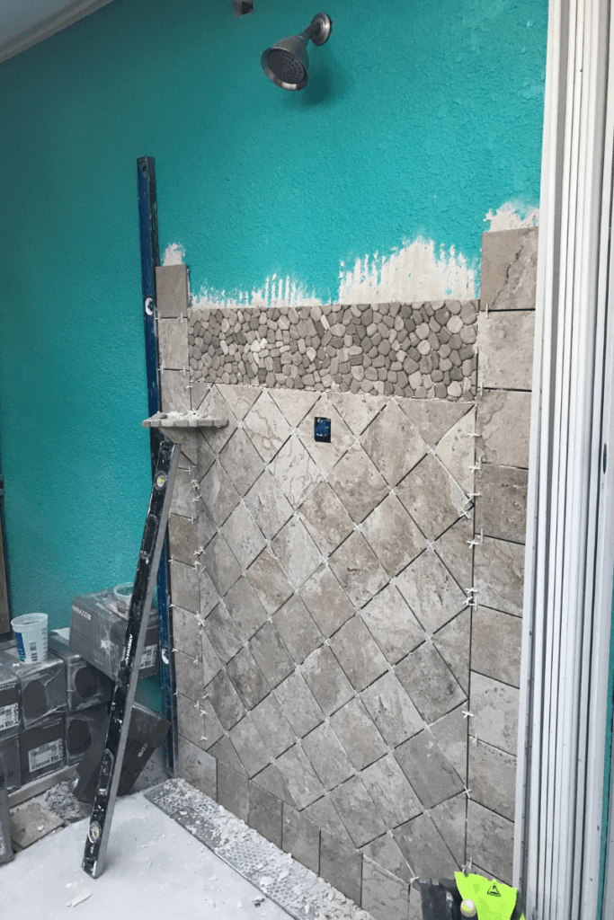 Outdoor Shower Redo-tiling