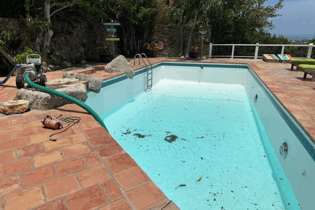 Pool draining before work starts