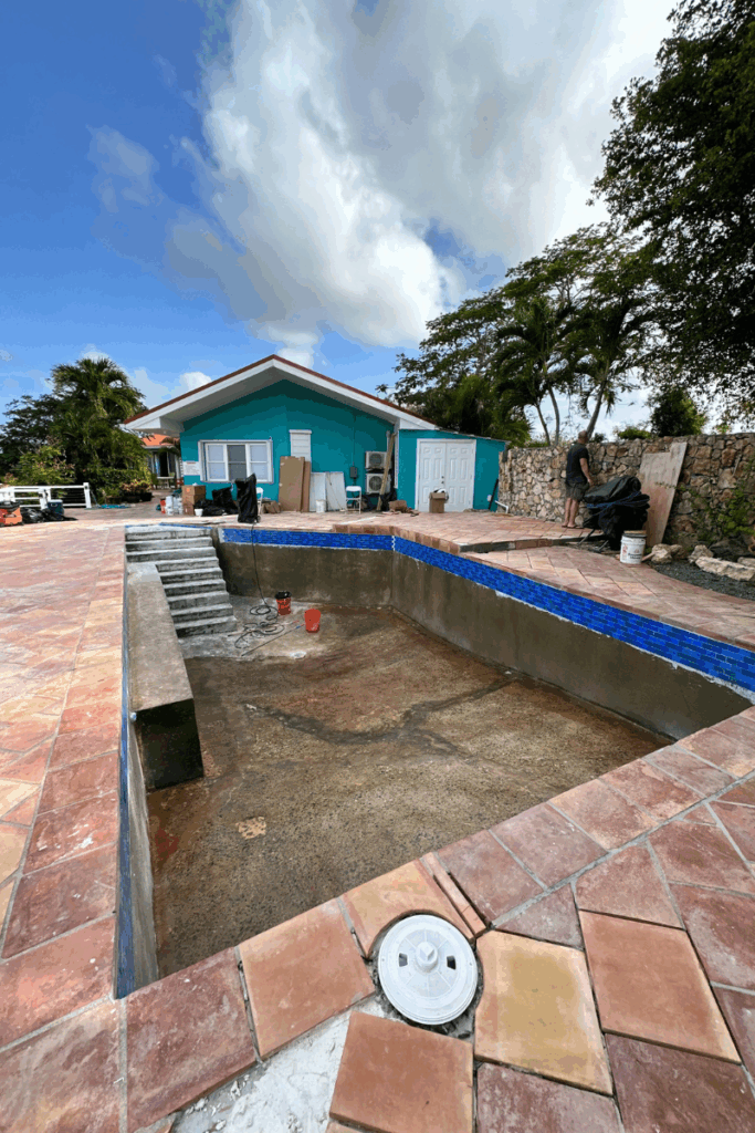 New skimmer location in the remodeled pool