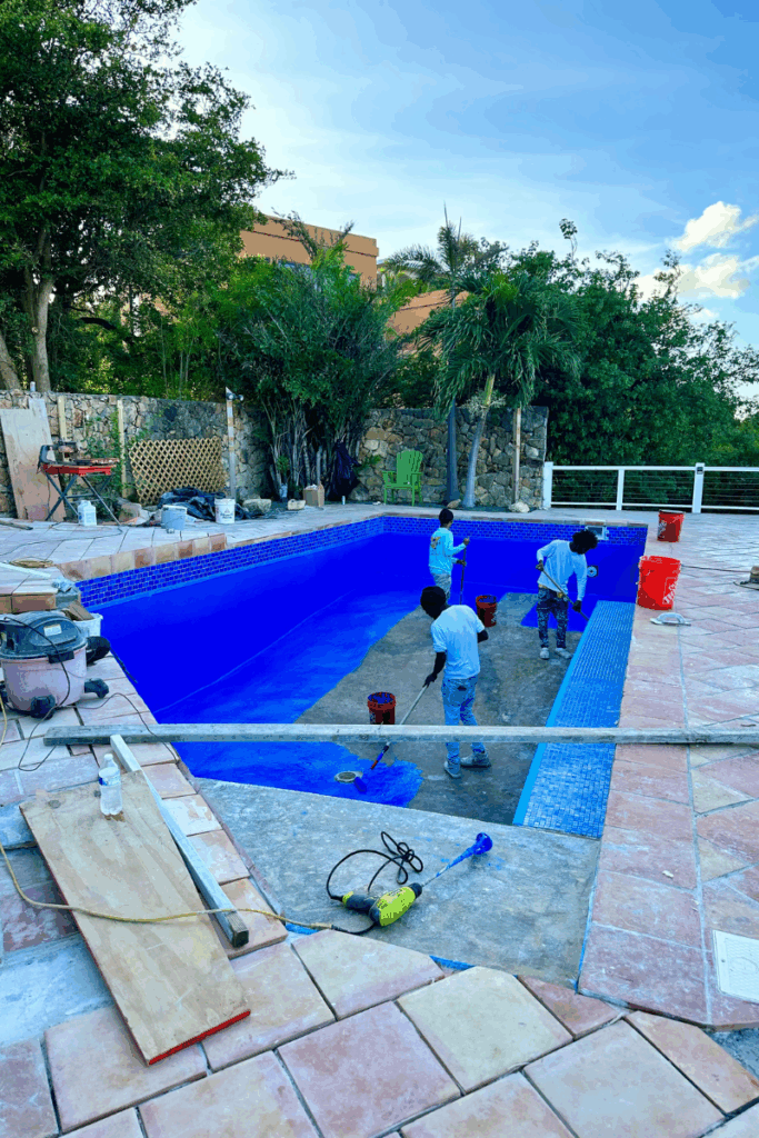 First Coat of Pool Paint