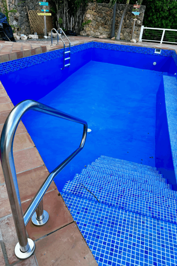 Pool painting complete and ladder & handrail in