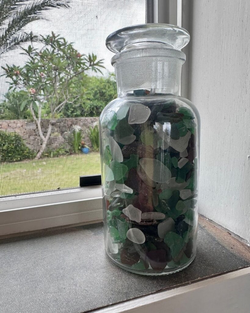 Sea glass in the window sill